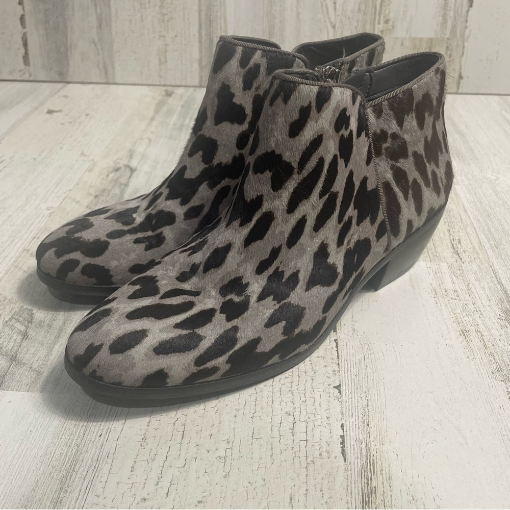 Sam Edelman Animal Print Calf Hair Booties size 7 Western Cowgirl Gray Black